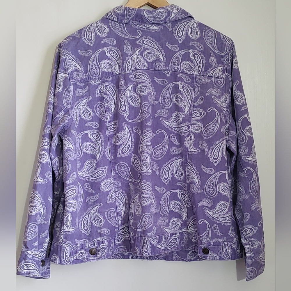 Jessica London Paisley Purple Denim Jacket - Picture 7 of 7